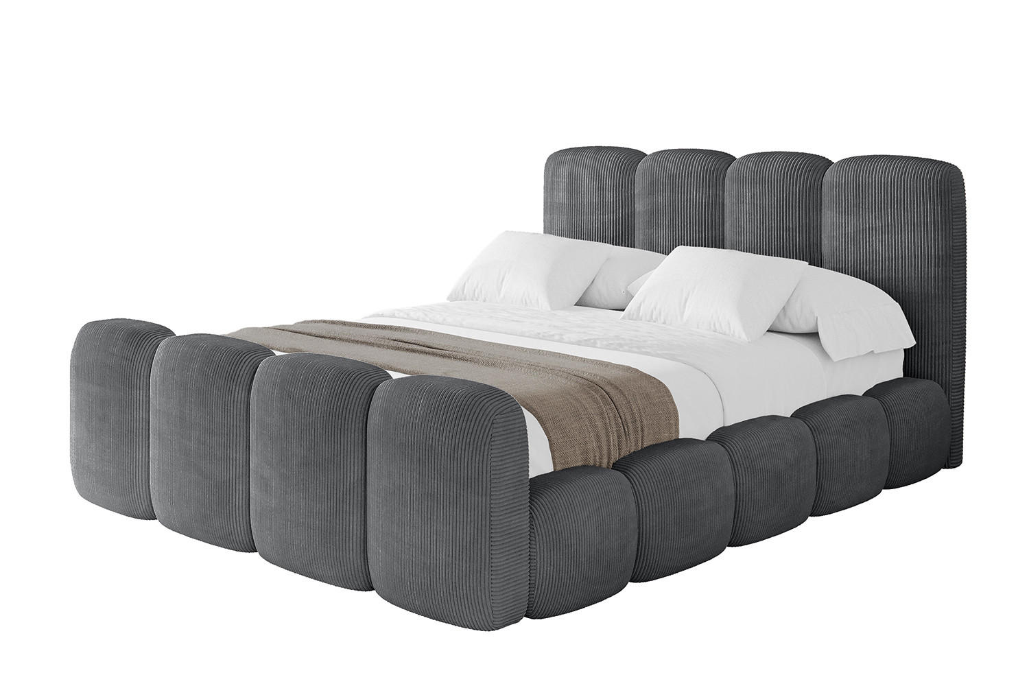 ALTDECOR ČALOUNĚNÁ POSTEL s úložným prostorem, zánožím a lamelovým roštem, americká postel bez matrace – KALA-Z 160x200 tmavě šedá
