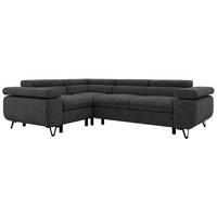 ECKSOFA ORSO L Dunkelgrau Stukture - Links Seite - Dunkelgrau/Schwarz, Textil/Metall (197/268cm) - MKS
