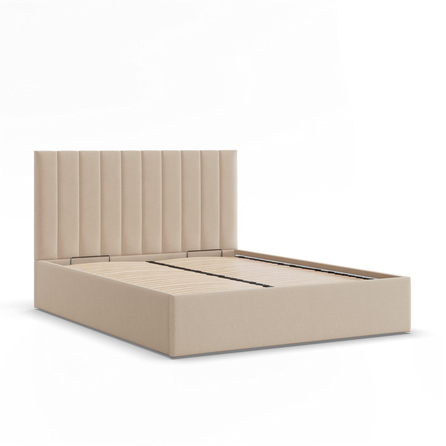 POLSTERBETT MIT KOPFTEIL 180x200 mit Bettkasten POLLA, Beige - Beige, Textil (180/200cm) - Mebligo