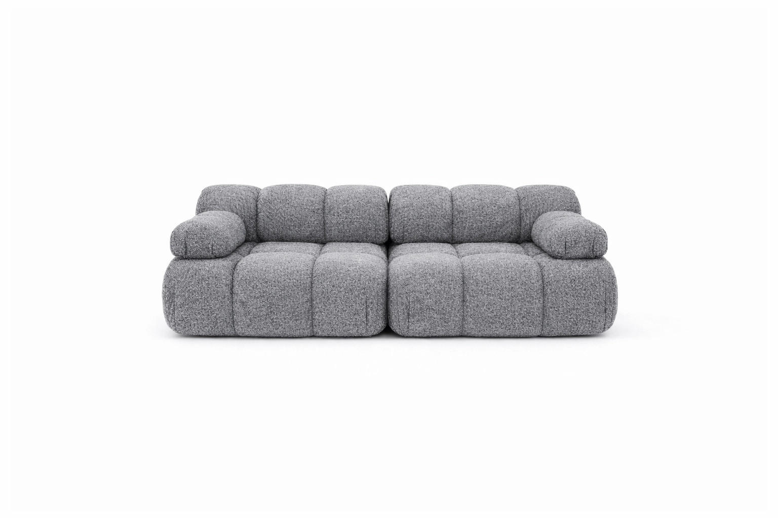 COUCH, 2-Sitzer Modular, Bouclé-Stoff Abriamo, Dunkelgrau, Selia - Dunkelgrau, Holz (190/70/95cm) - Kaiser Möbel