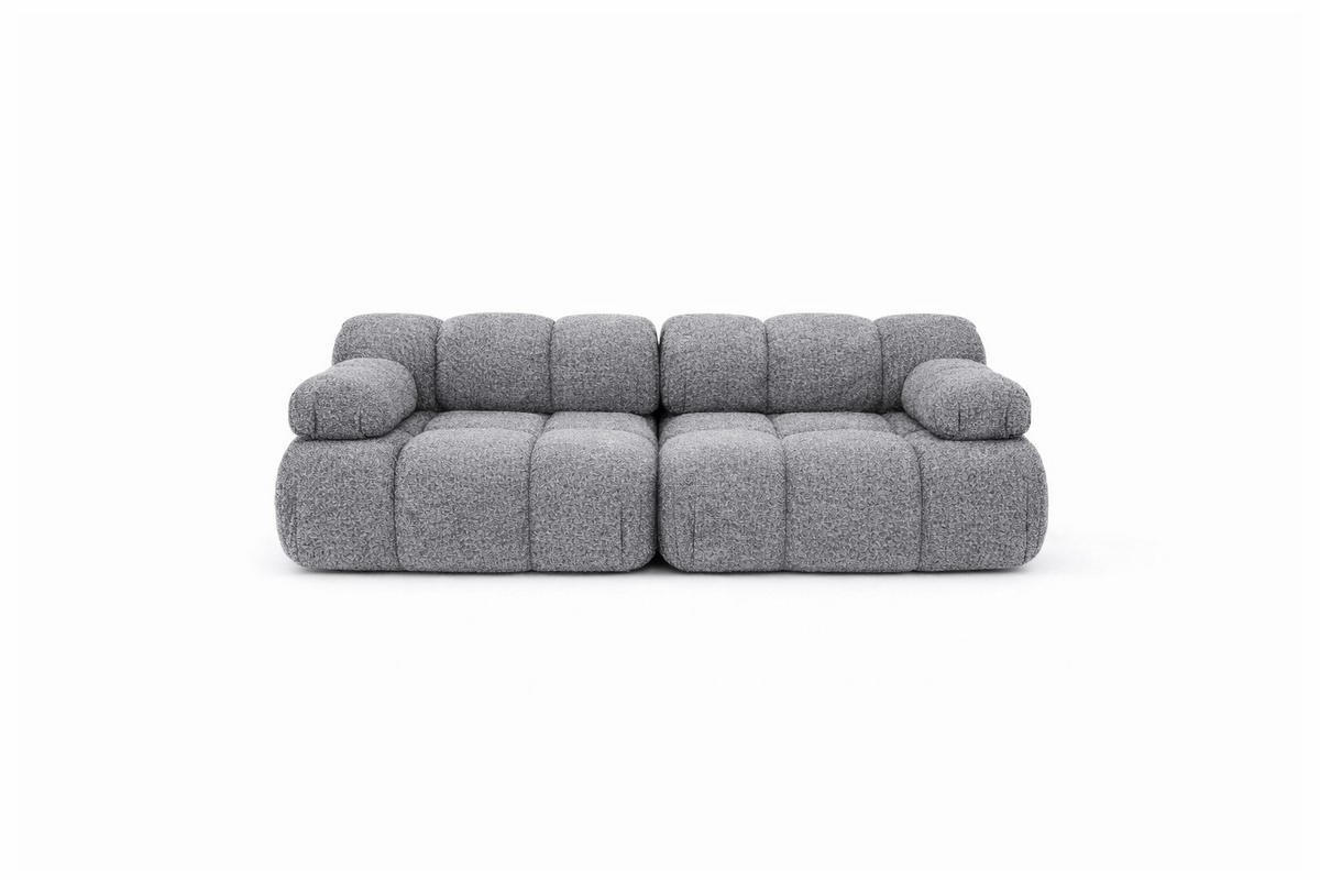 COUCH, 2-Sitzer Modular, Bouclé-Stoff Abriamo, Dunkelgrau, Selia - Dunkelgrau, Holz (190/70/95cm) - Kaiser Möbel