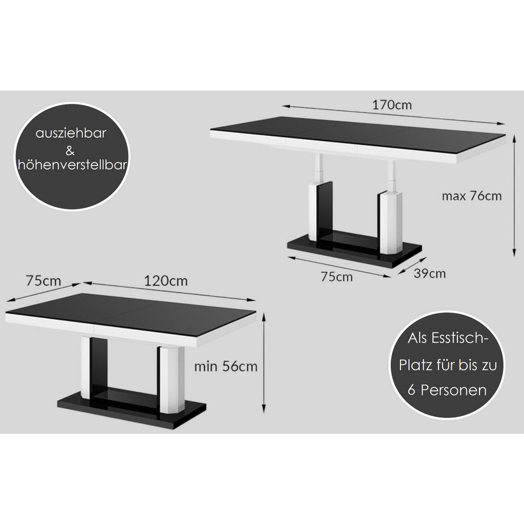 Thumbnail - designimpex Couchtisch, Hellgrau, Weiß Hochglanz, Holzwerkstoff, Rechteckig, 120x54x75 cm, Wohnzimmer, Wohnzimmertische,...