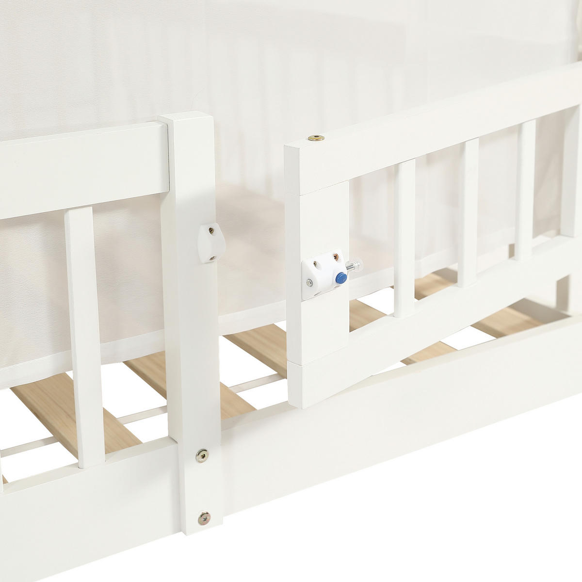 HAUSBETT 140x200 cm in Weiß mit dekorativen Vorhängeschirmen - Weiß, Holz (140/200cm) - KOMHTOM