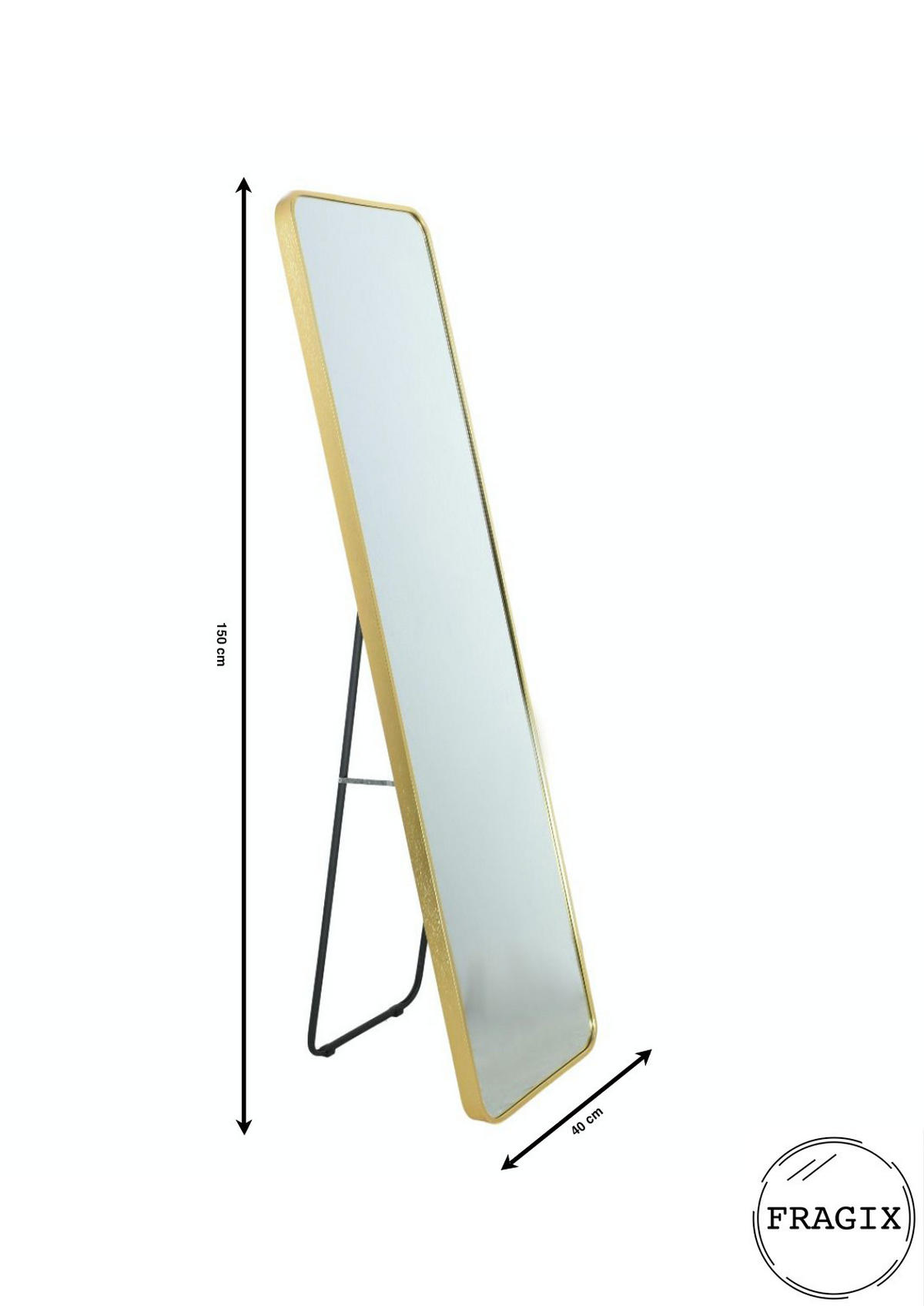 STANDSPIEGEL Alux Gold - Goldfarben, Metall (40/150/4cm) - Fragix