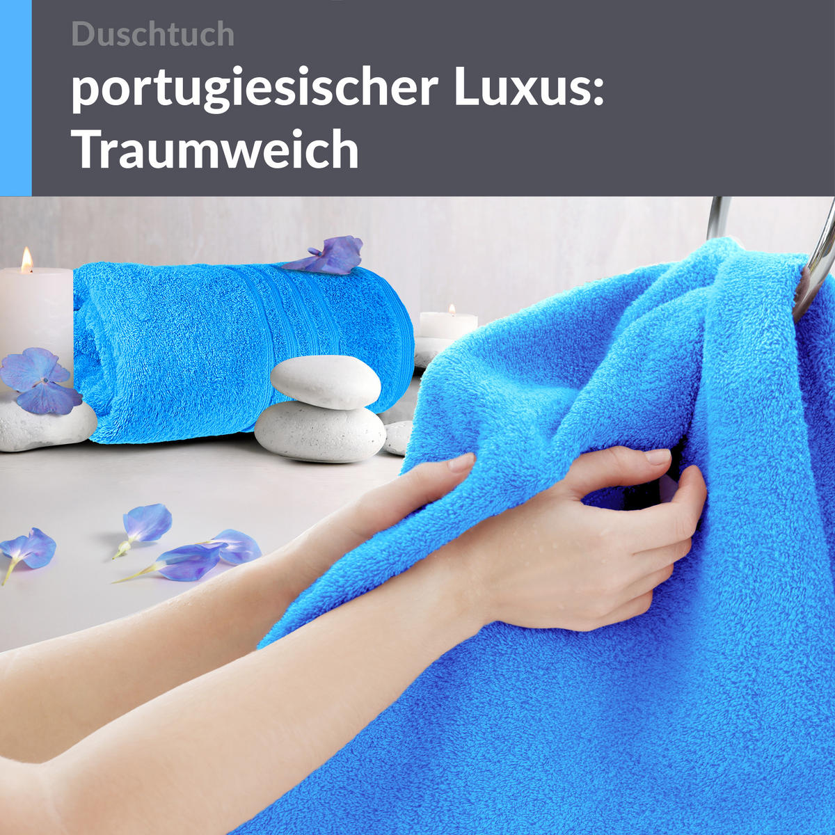 DUSCHTUCH London Capri Blau 2er Set 70x140 - Pastellblau, Textil (70/140cm) - Lashuma