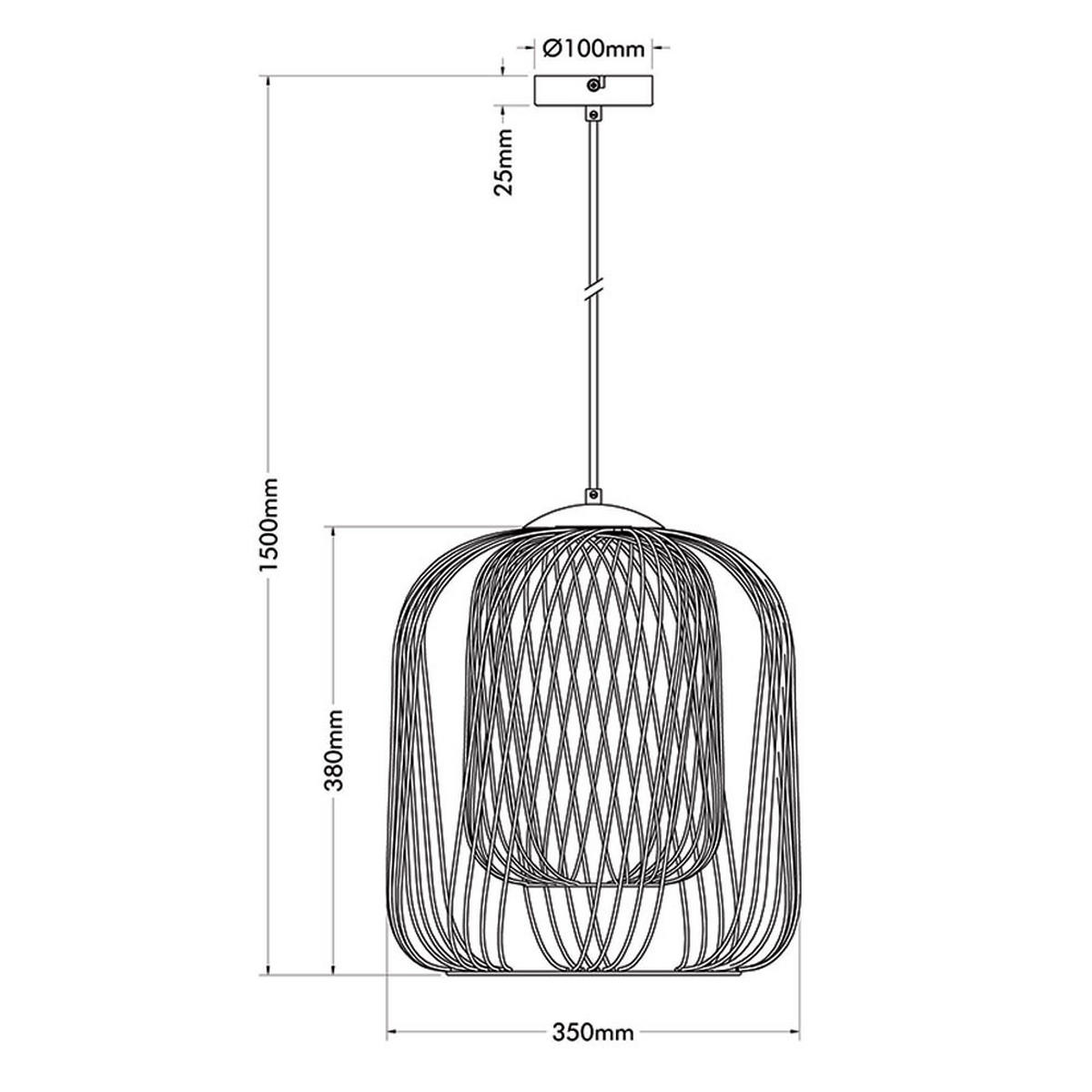 LED HÄNGELEUCHTE DICHTI Metall Sand, Metallgeflecht - Bernsteinfarben, Glas (35/35/150cm) - Globo Lighting
