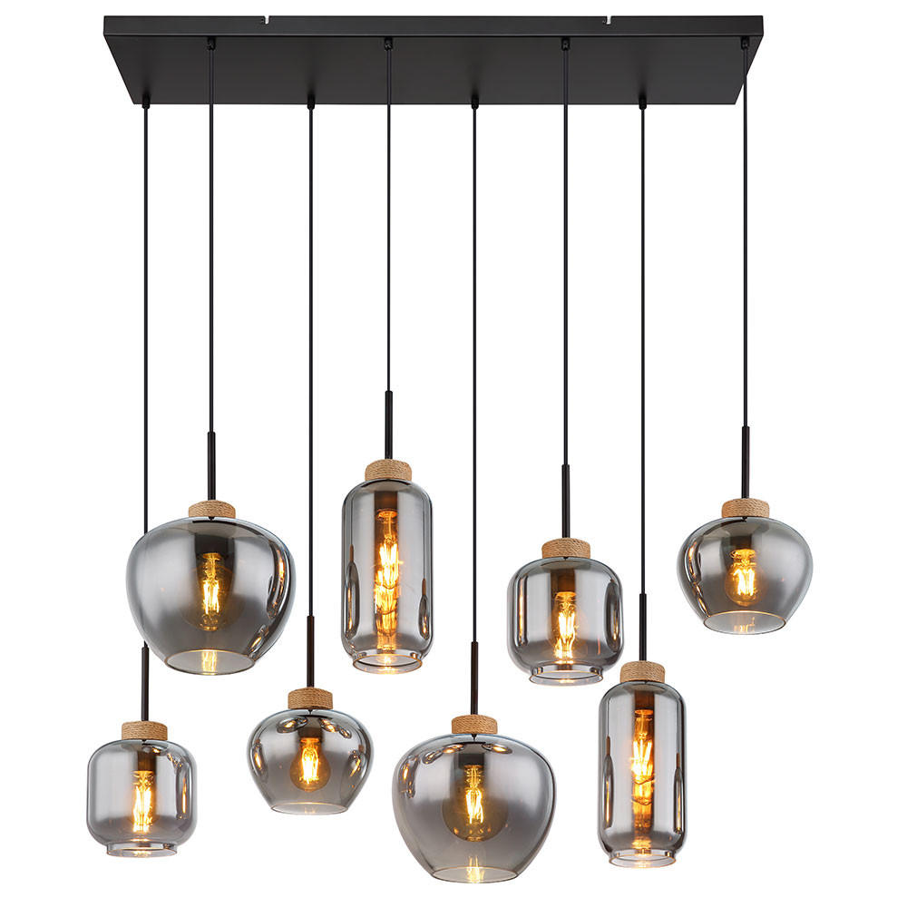 PENDELLEUCHTE Metall Schwarz-matt Rauchglas - Schwarz, Glas (105/40/120cm) - Globo Lighting