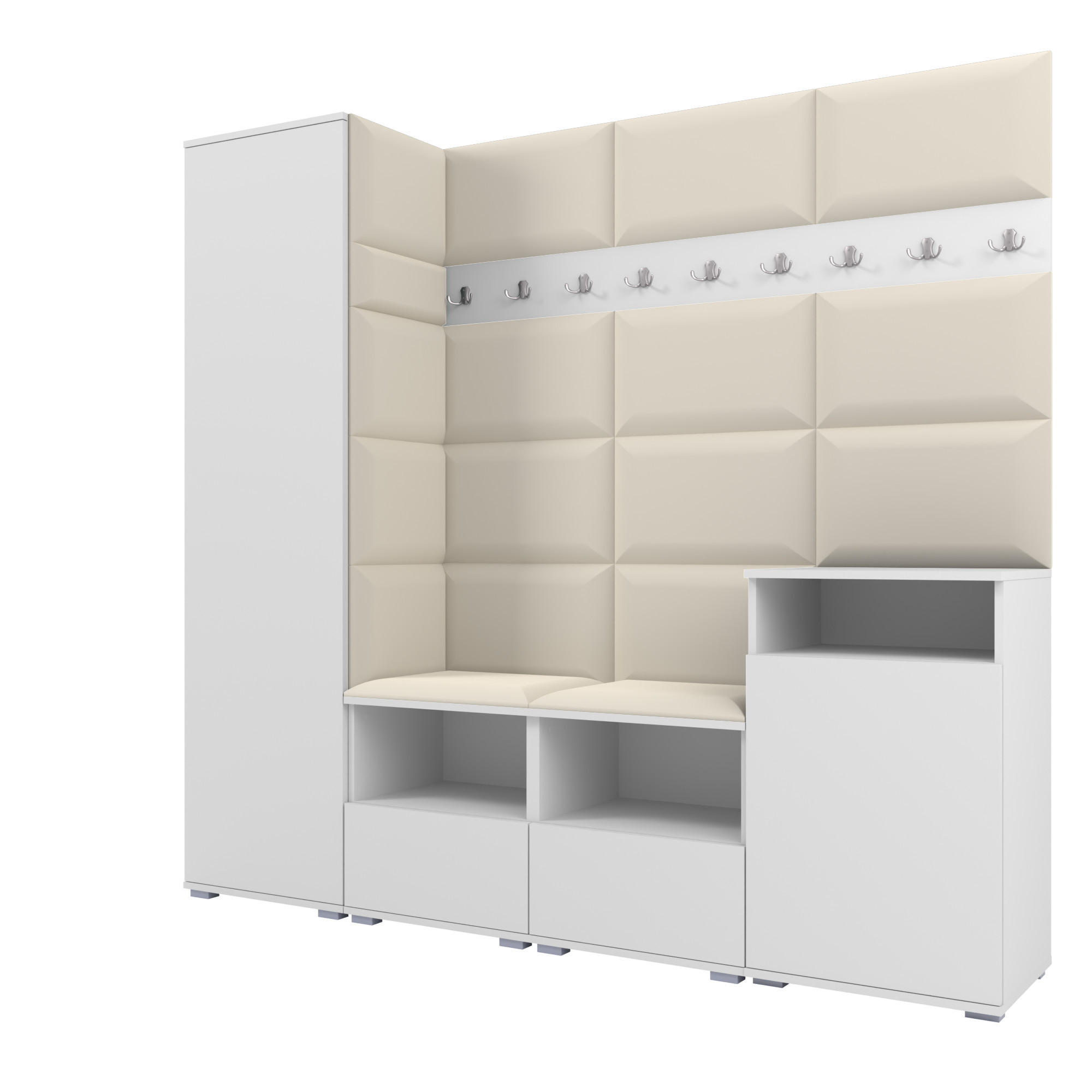 Ravio Garderobe Weiß, Creme 200x187x40 cm