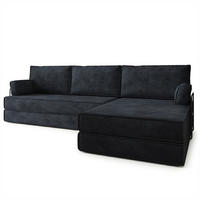 ECKSOFA ANKO modulares Boneless Sofa mit Schlaffunktion Schwarz Kordstoff - Schwarz, Textil (270/160cm) - MASSENO