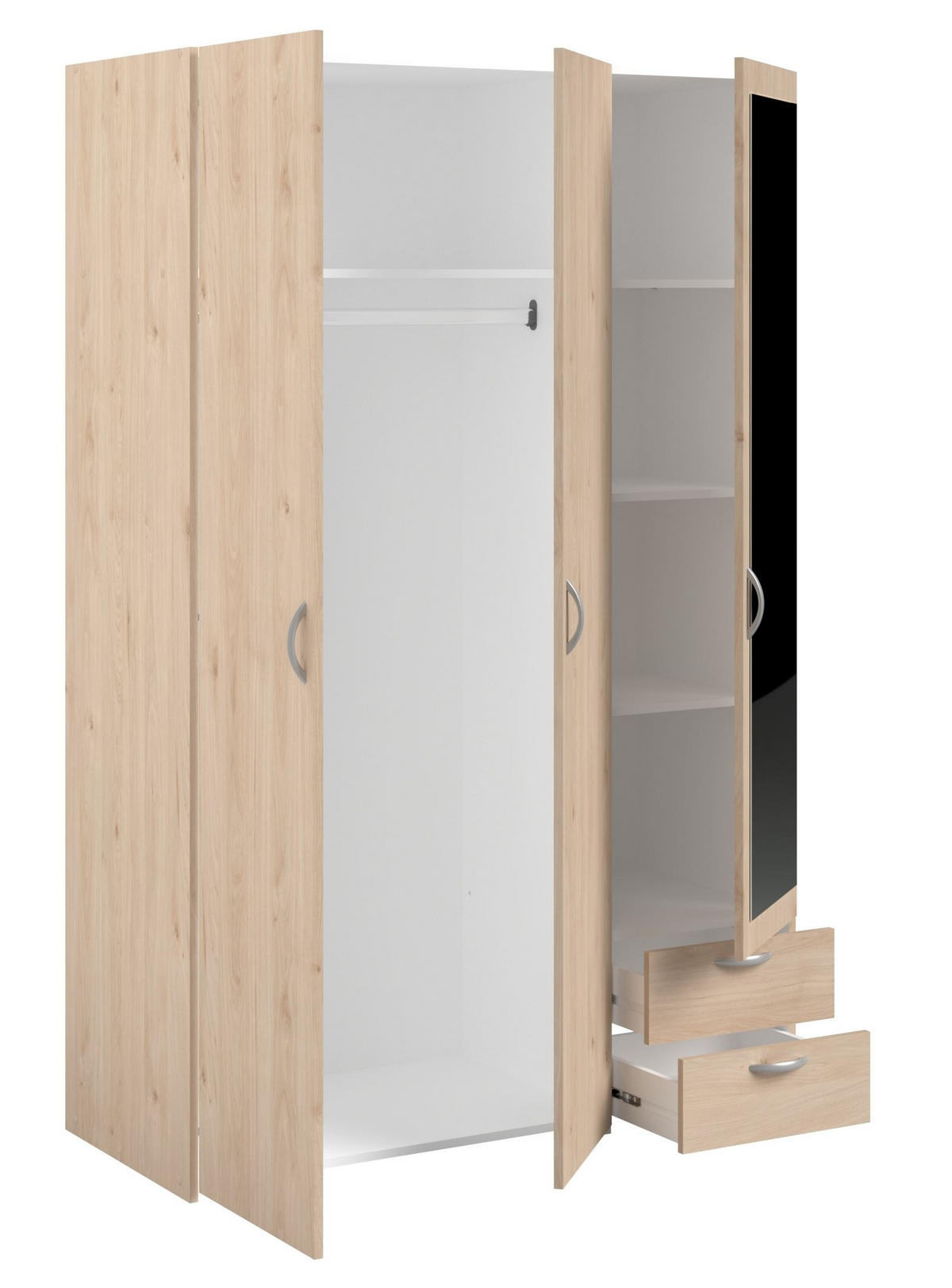 KLEIDERSCHRANK 3-trg. mit Spiegel Parisot Daily 14 Dekor Eiche Jackson - Eichefarben, Kunststoff (120/185/51cm) - 58aufmkessel