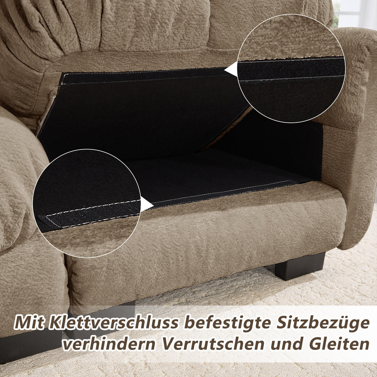 ECKSOFA DE-34384 4-Sitzer mit Steppdesign Braun - Braun, Textil (149/330cm) - ComfortXL