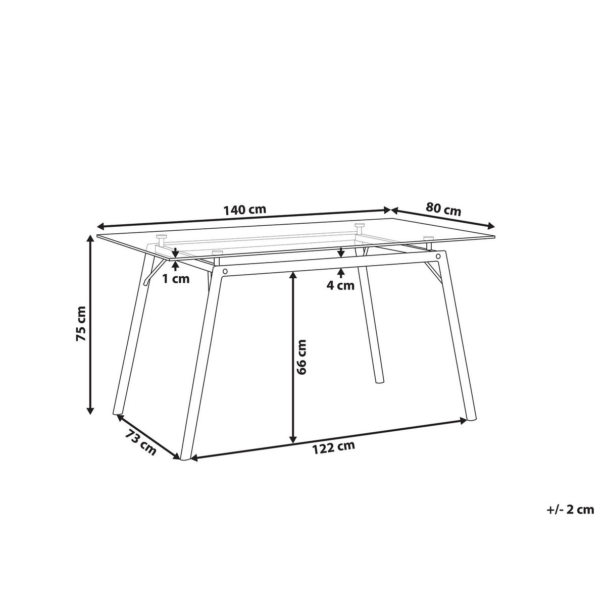 ESSTISCH 140/80/75 cm Transparent, Hellbraun Rechteckig Kamina - Transparent, Glas (140/80/75cm) - Beliani