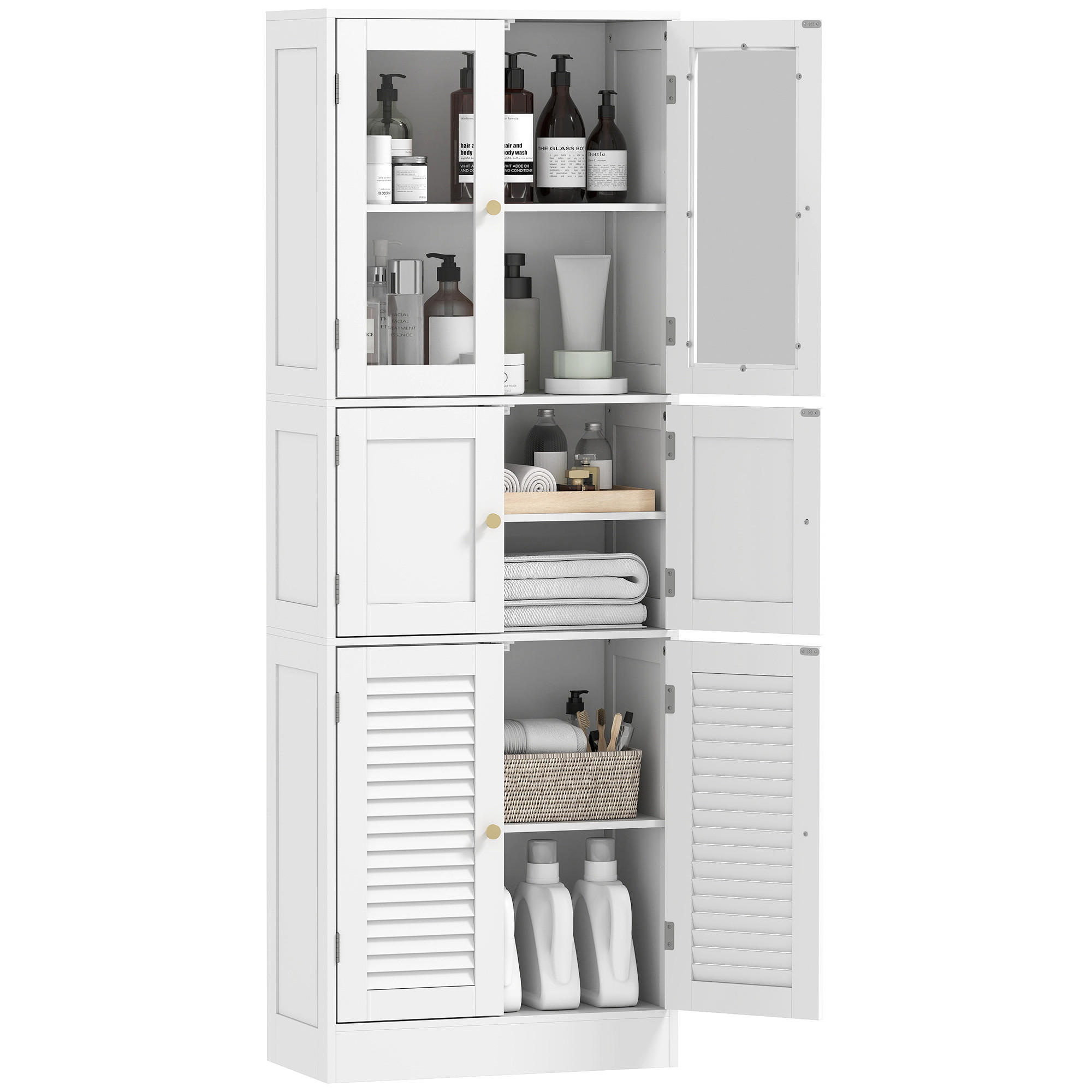 HOCHSCHRANK DE-12547 mit 6 Türen Weiß - Weiß, Holzwerkstoff (30/170/60cm) - ComfortXL
