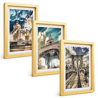 BILDER SET 3er Set - 20x30 cm Goldrahmen - Brücken, Türme, europäische Städte - Goldfarben, Kunststoff (20/30cm) - TULUP