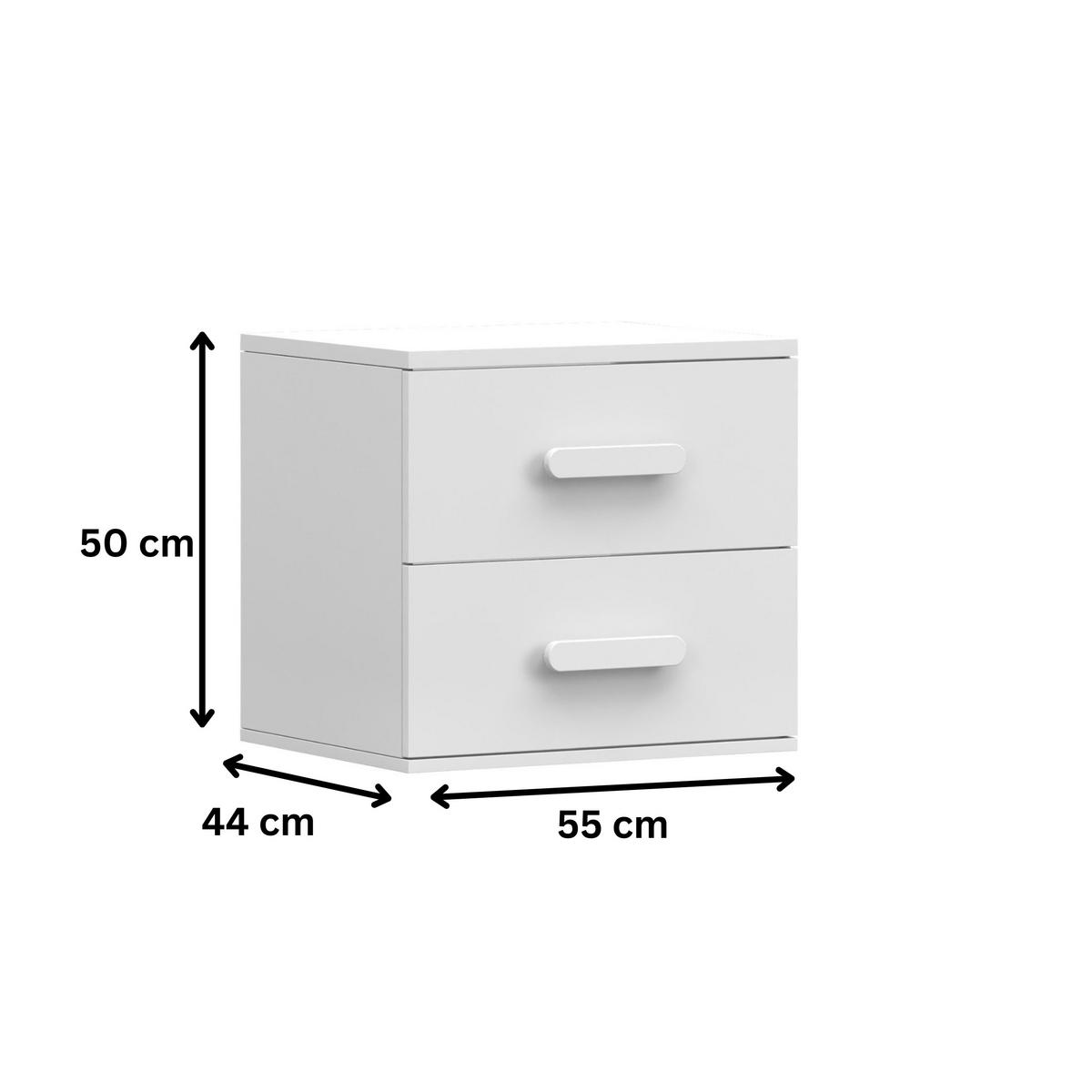 KINDER-NACHTTISCH INGE 22 55/50/44 cm Weiß/Grau - Weiß/Grau, Holzwerkstoff (55/50/44cm) - Deine Möbel 24