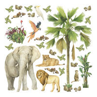 WANDTATTOO Dschungeltiere 30 x 30 cm - Grün, Papier (30/30/30cm) - Sanders & Sanders