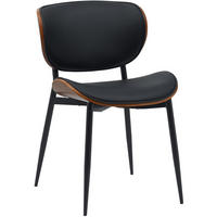 STUHL Lederlook walnuss/schwarz - Walnussfarben/Schwarz, Textil/Metall (50/80/54cm) - CLP