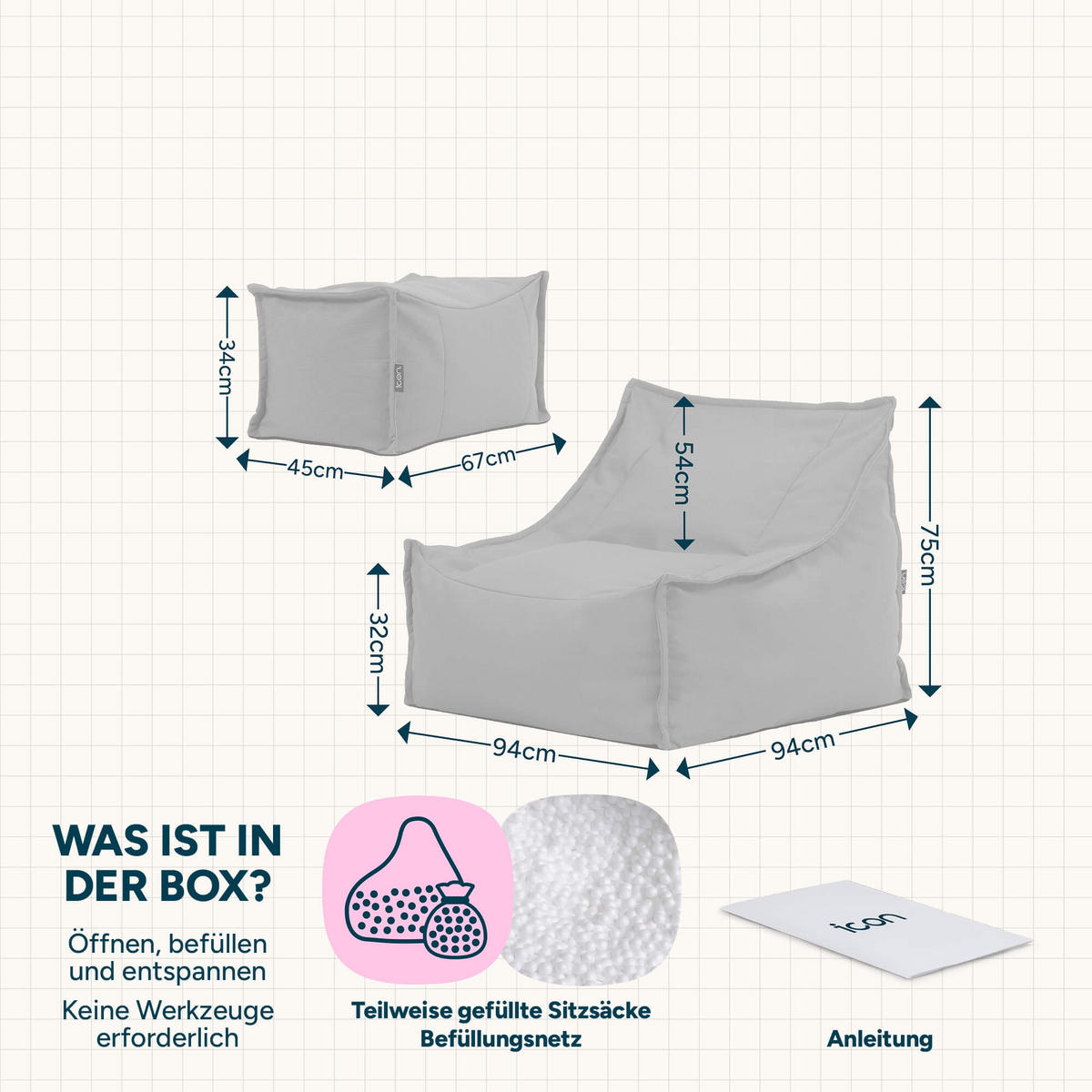 SITZSACK Outdoor-Sessel Alto + Hocker - Orange, Textil (94/75/94cm) - icon