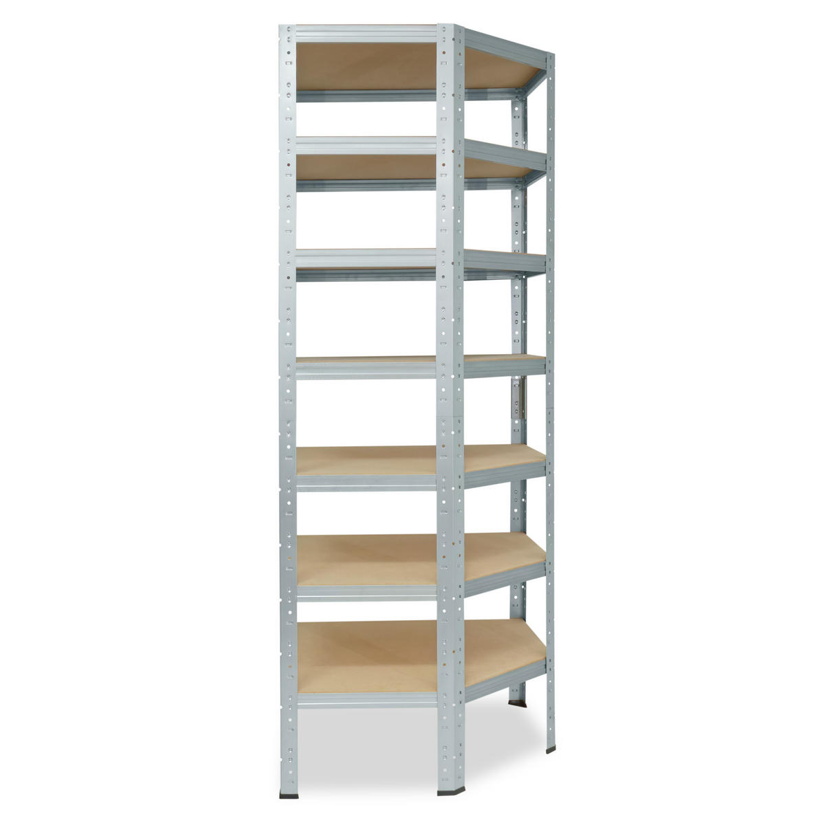 ECKREGAL HOME 230x60x30 cm in verzinkt mit 7 Böden und 125 kg Traglast pro Boden - Silberfarben, Metall (60/230/30cm) - shelfplaza