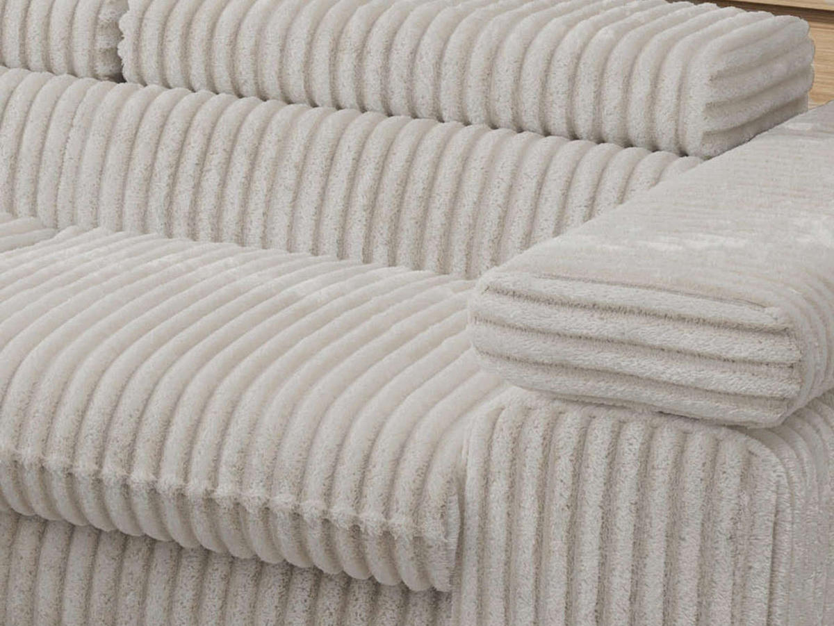 ECKSOFA PABLO L Beige Cord - Links Seite mit Visco Topper - Beige/Schwarz, Textil/Metall (208/273cm) - MKS