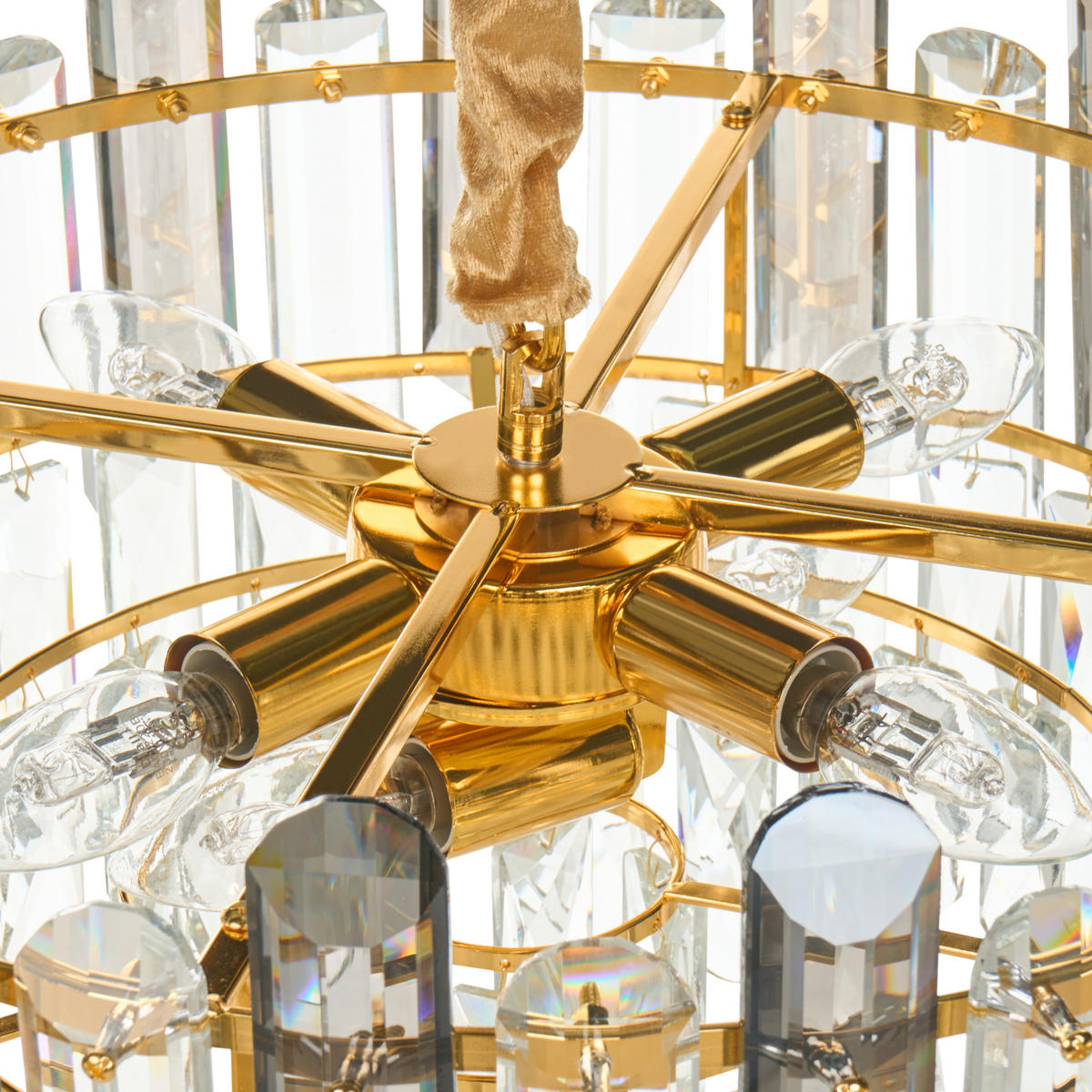 KRONLEUCHTER Glas Gold Mantaro - Transparent/Goldfarben, Glas (48/48/86cm) - Beliani