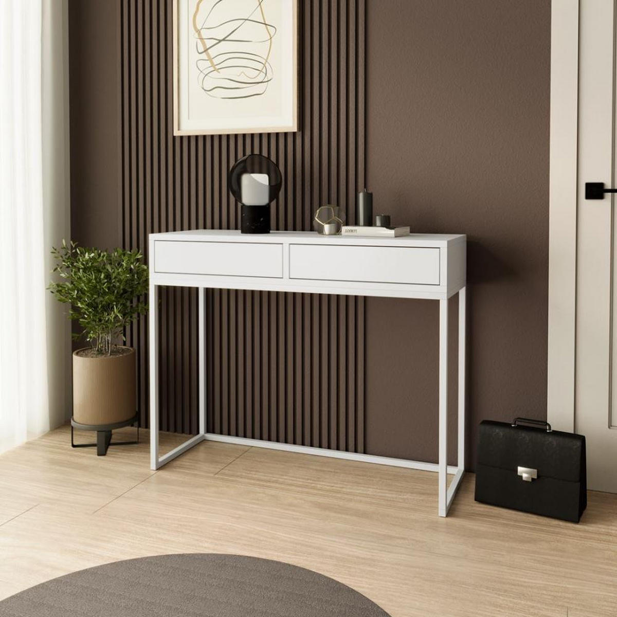KONSOLENTISCH Lango 100/85/35 weiß mit weißen Matellbeinen - Weiß, Holzwerkstoff/Metall (35/100/85cm) - Beautysofa
