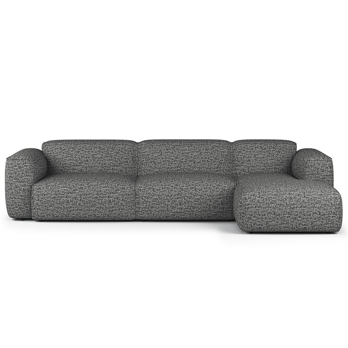 3-SITZER ECKSOFA mit Longchair - Schwarz/Grau, Kunststoff/Textil (317/173cm) - home24