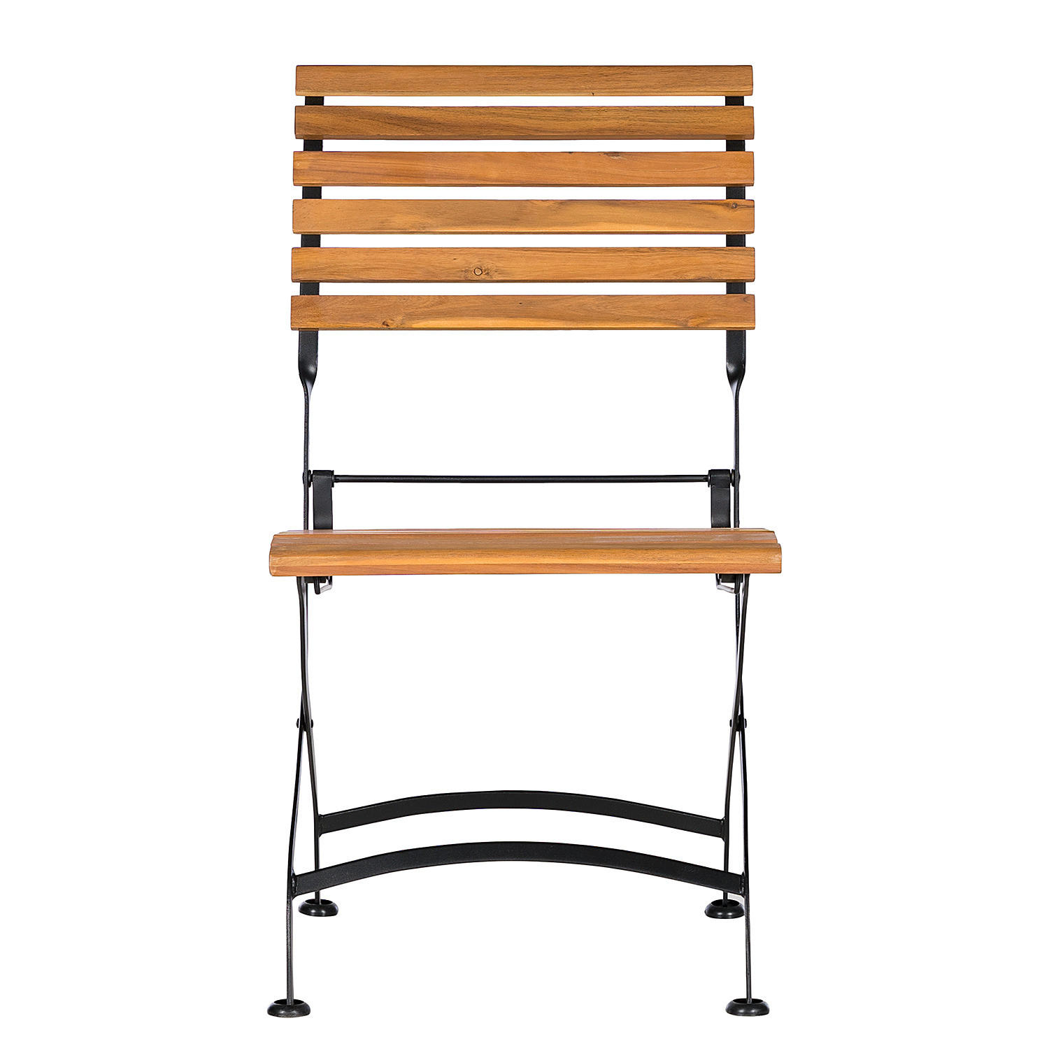 GARTENSTUHL - Akazie massiv / Stahl - Akazie / Schwarz - 2er-Set - Schwarz/Akaziefarben, Holz/Metall (43/89/52cm) - home24