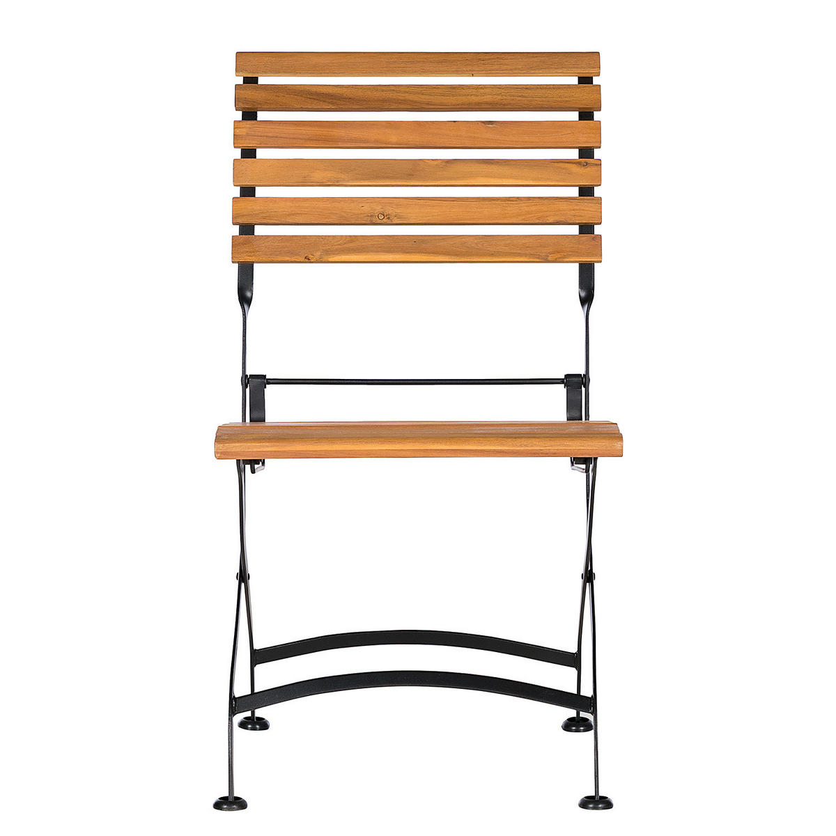 GARTENSTUHL - Akazie massiv / Stahl - Akazie / Schwarz - 2er-Set - Schwarz/Akaziefarben, Holz/Metall (43/89/52cm) - home24