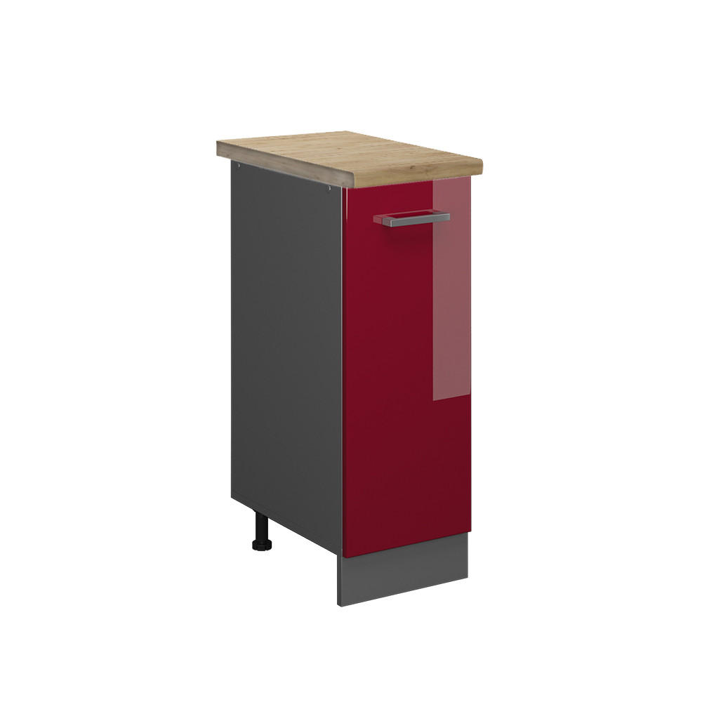 APOTHEKERSCHRANK R-Line Bordeaux Hochglanz 30 cm, AP Eiche - Bordeaux/Anthrazit, Holzwerkstoff (30/81.6/60cm) - Vicco