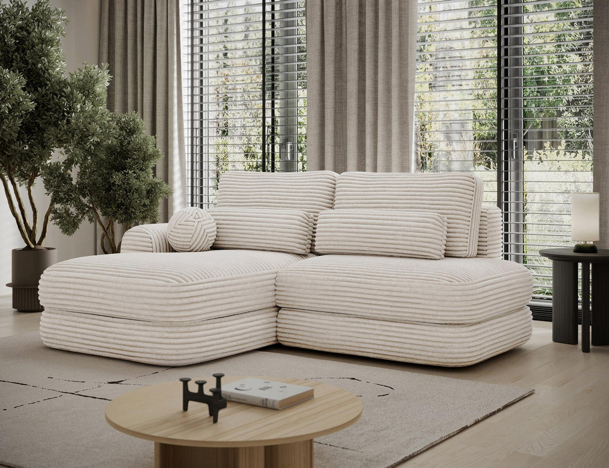 ECKSOFA RIPELI L-Form mit Schlaffunktion & Bettkasten – Modernes 3-Sitzer Sofa, Wellenfederung, 217 × 175 cm - Schwarz/Weiß, Kunststoff (217/175cm) - Wohnideebilder