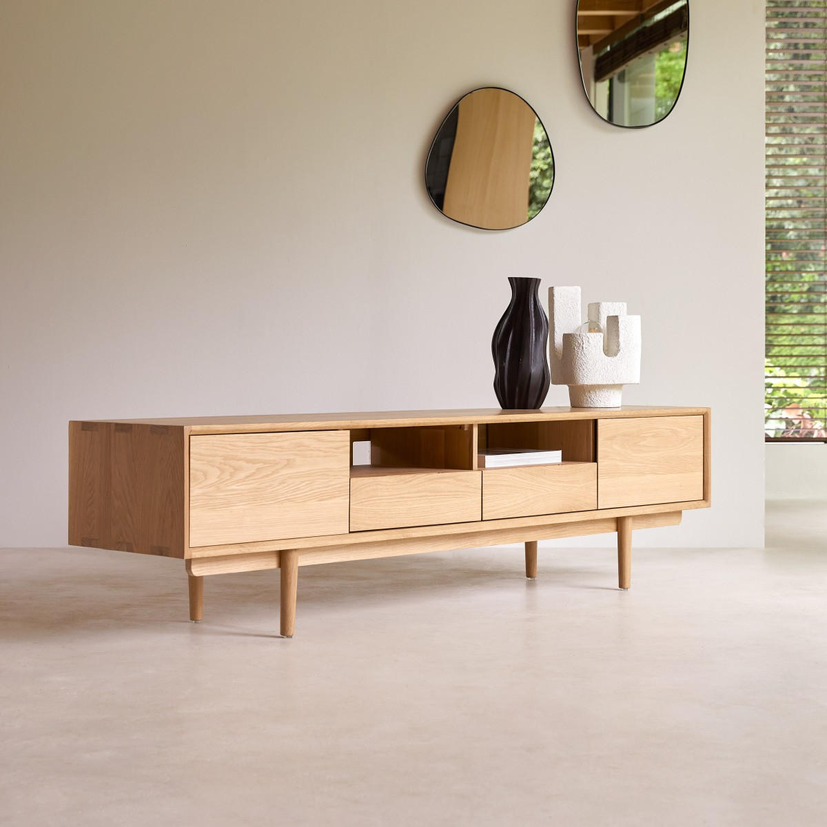 TV-SCHRANK Ellie Natur aus Eiche - Naturfarben, Holz (180/46/40cm) - Tikamoon