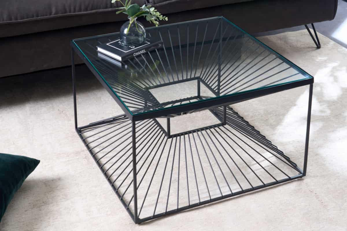 COUCHTISCH ILLUSION Glas Transparent 60 cm - Transparent/Schwarz, Glas/Metall (60/60/37cm) - riess-ambiente