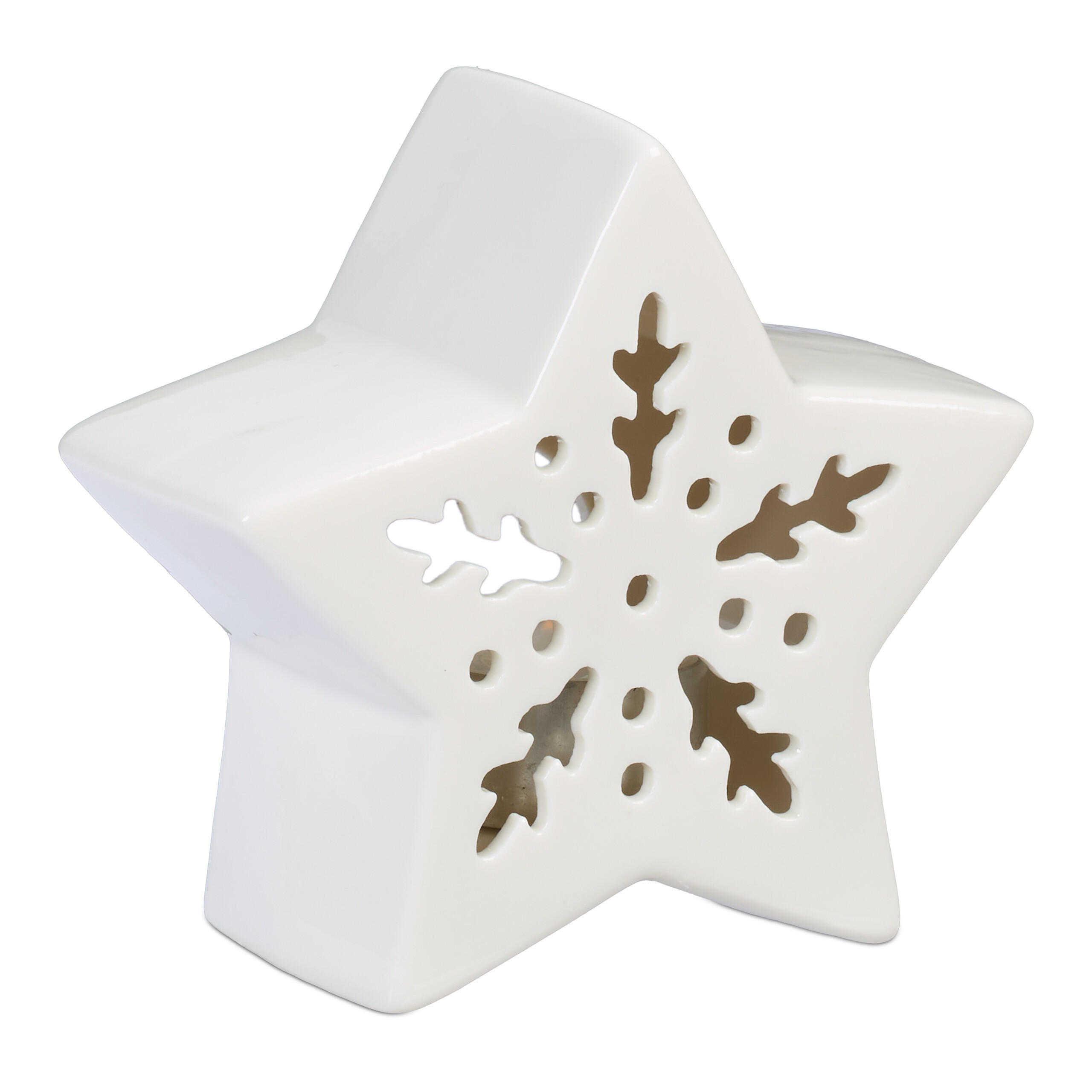Relaxdays SVÍCEN Bílý porcelán tvar hvězdy 11x12x5,5 cm