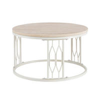 COUCHTISCH DE-37365 rund mit Holzoptik Weiß - Weiß, Metall (70/70/40.5cm) - ComfortXL