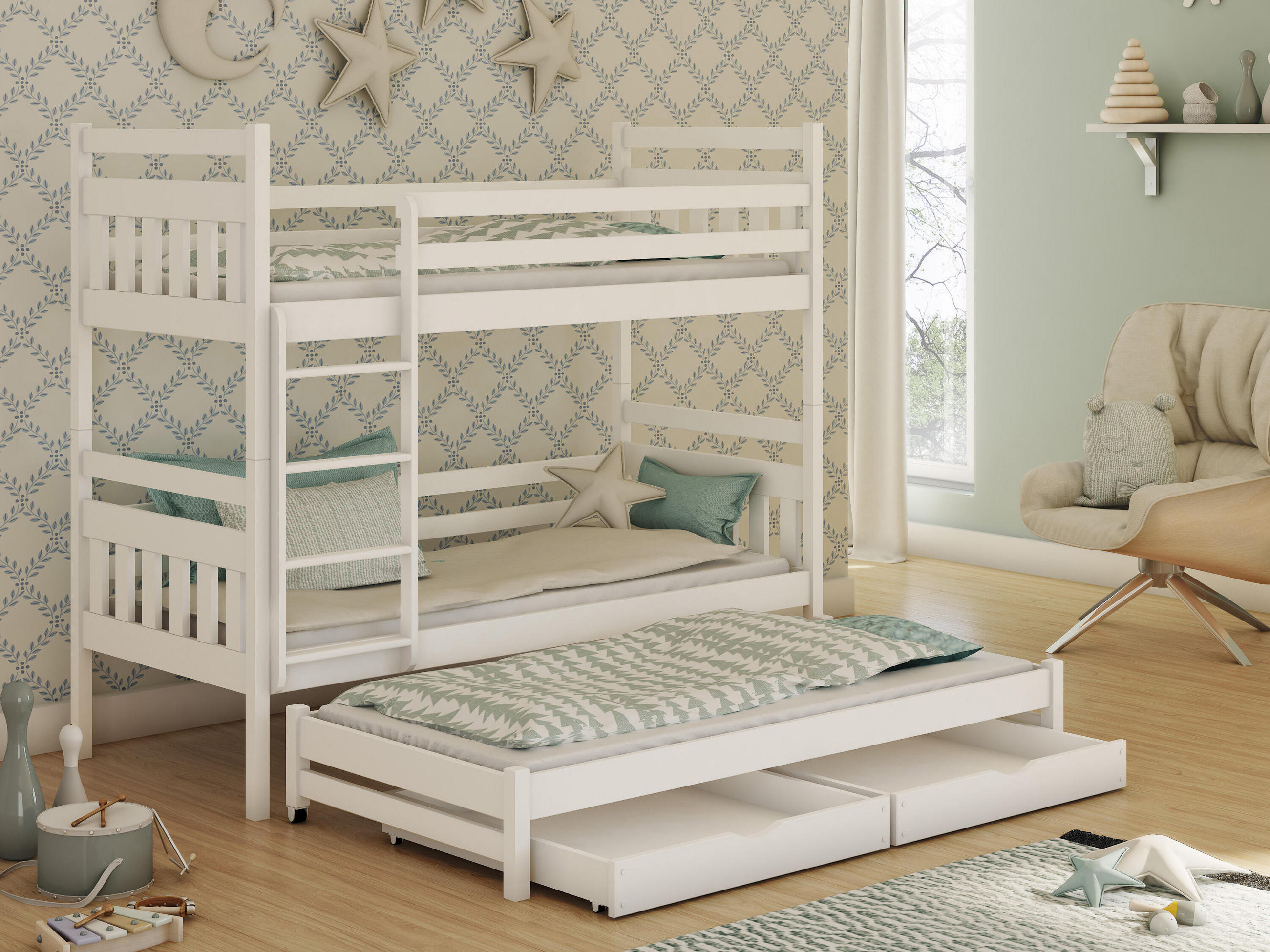 ETAGENBETT WEIß - Weiß, Holz (90/200cm) - FURNLUX