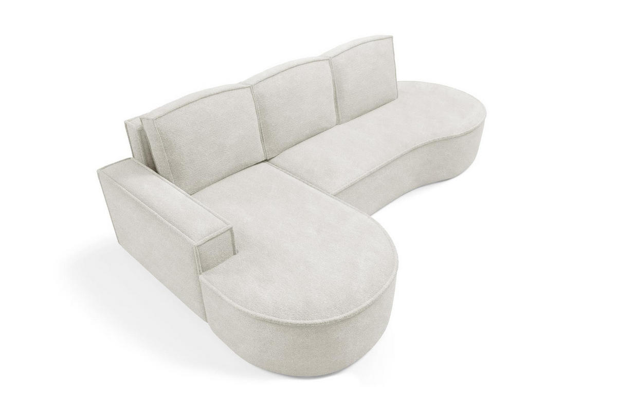 ECKSOFA Flow Weiß, mit Schlaffunktion und Kissen in Abriamo Stoff, linke seite - Weiß, Holzwerkstoff/Textil (277/157cm) - Bettso