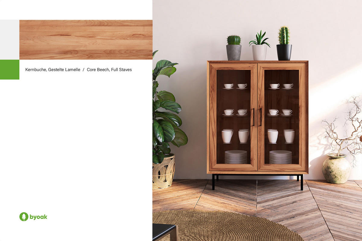 SIDEBOARD LEON Kernbuche - Kernbuche, Holz (97/125/45cm) - byoak