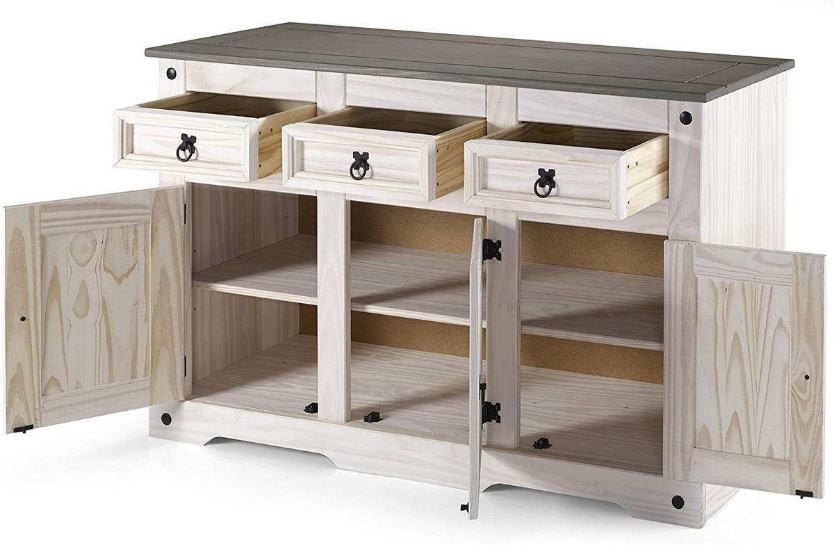 SIDEBOARD MEXICO - Kiefer Milford/Weiß, Holz (132/84/44cm) - SAM