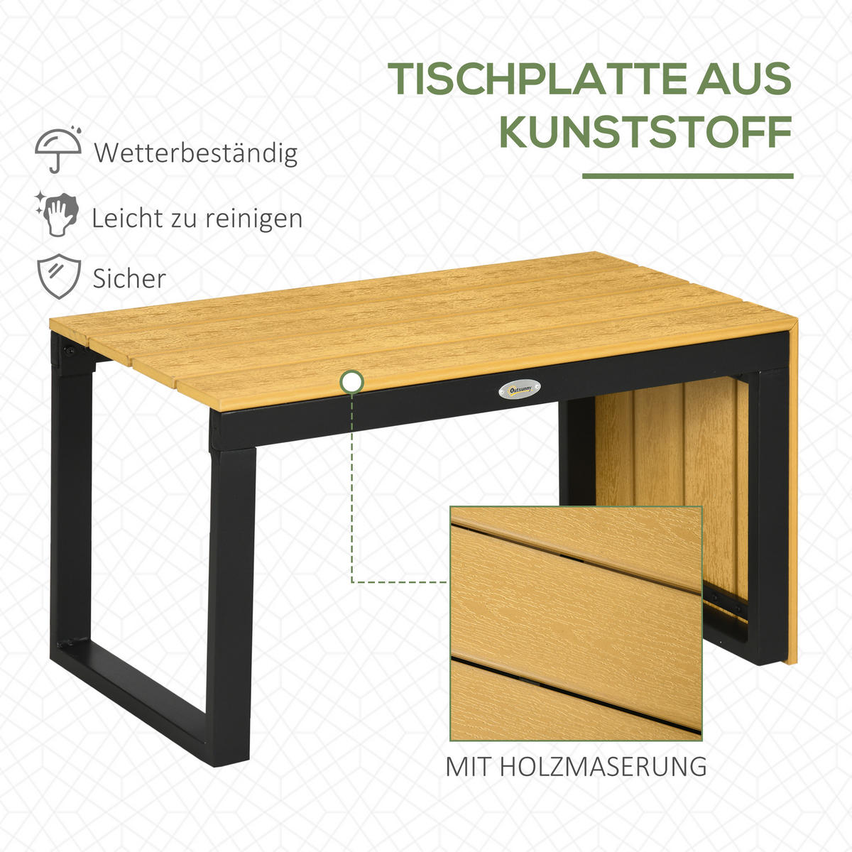 GARTENMÖBEL-SET, Aluminium, Hellgrau - Hellgrau, Metall - Outsunny
