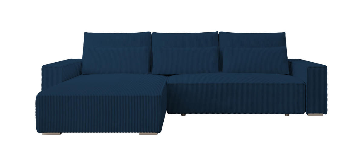 ECKSOFA Alice mit Bettkasten und Schlaffunktion, Cordstoff in L-Form - Blau, Textil (289/184cm)