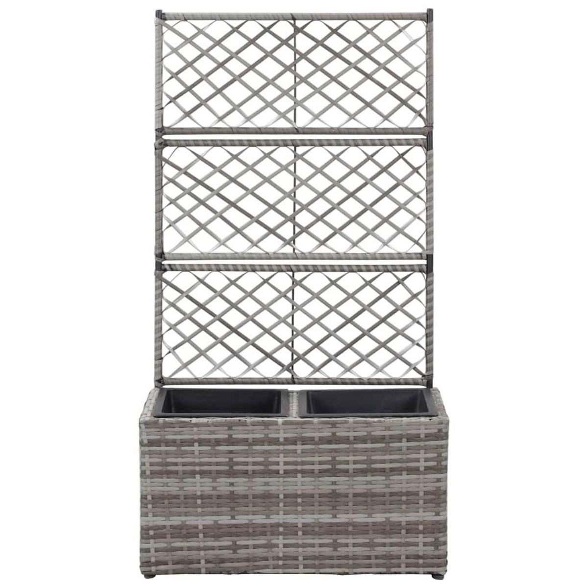 RANKKASTEN aus Rattan ELOT Grau 2 Töpfe 58x30x107 cm - Grau, Kunststoff (58/107/30cm) - DELUKE