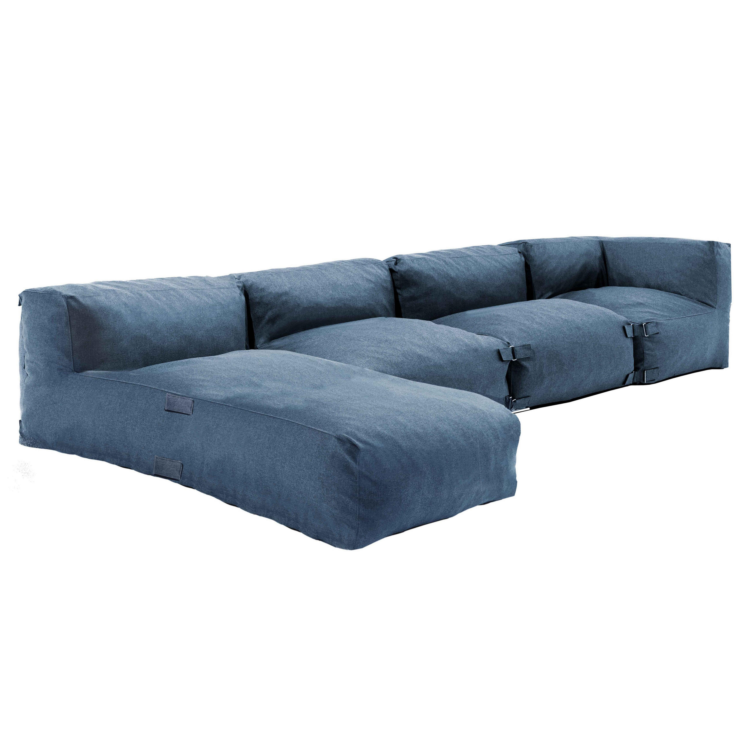 GARTENSOFA 4-tlg., Pazifikblau - Blau, Textil (85/65/160cm) - Oviala
