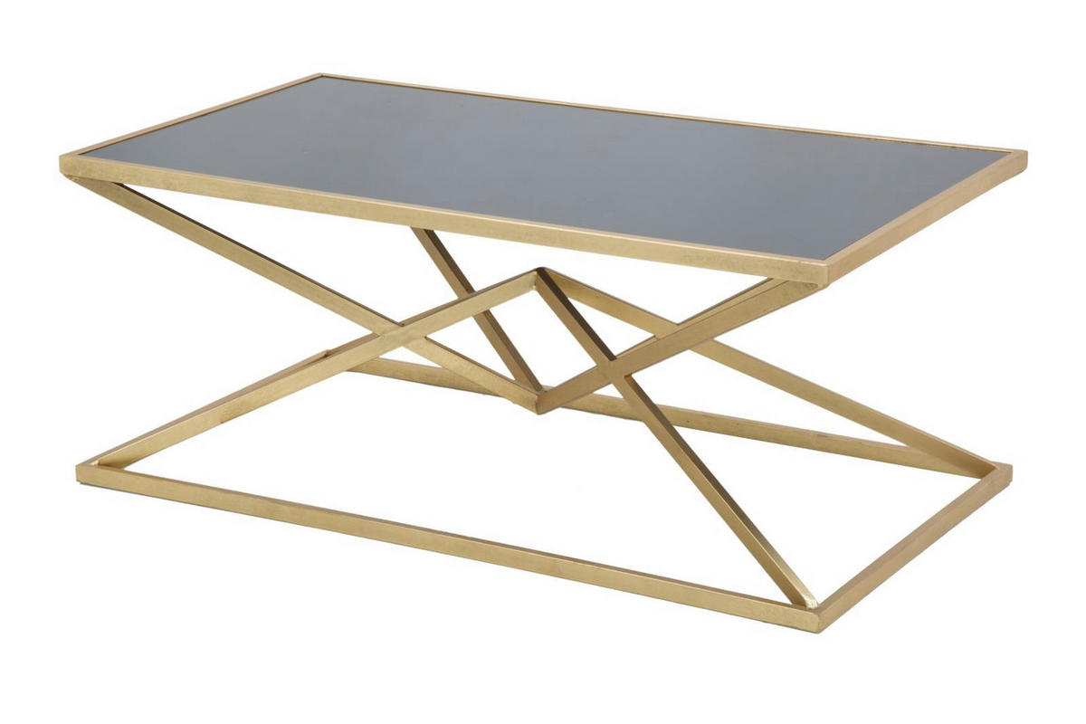 COUCHTISCH Piramid, goldfarben und schwarz, Eisen und Glas, 110 x 60 x 45 cm - Goldfarben/Schwarz, Glas/Metall (60/110/45cm) - Mauro Ferretti