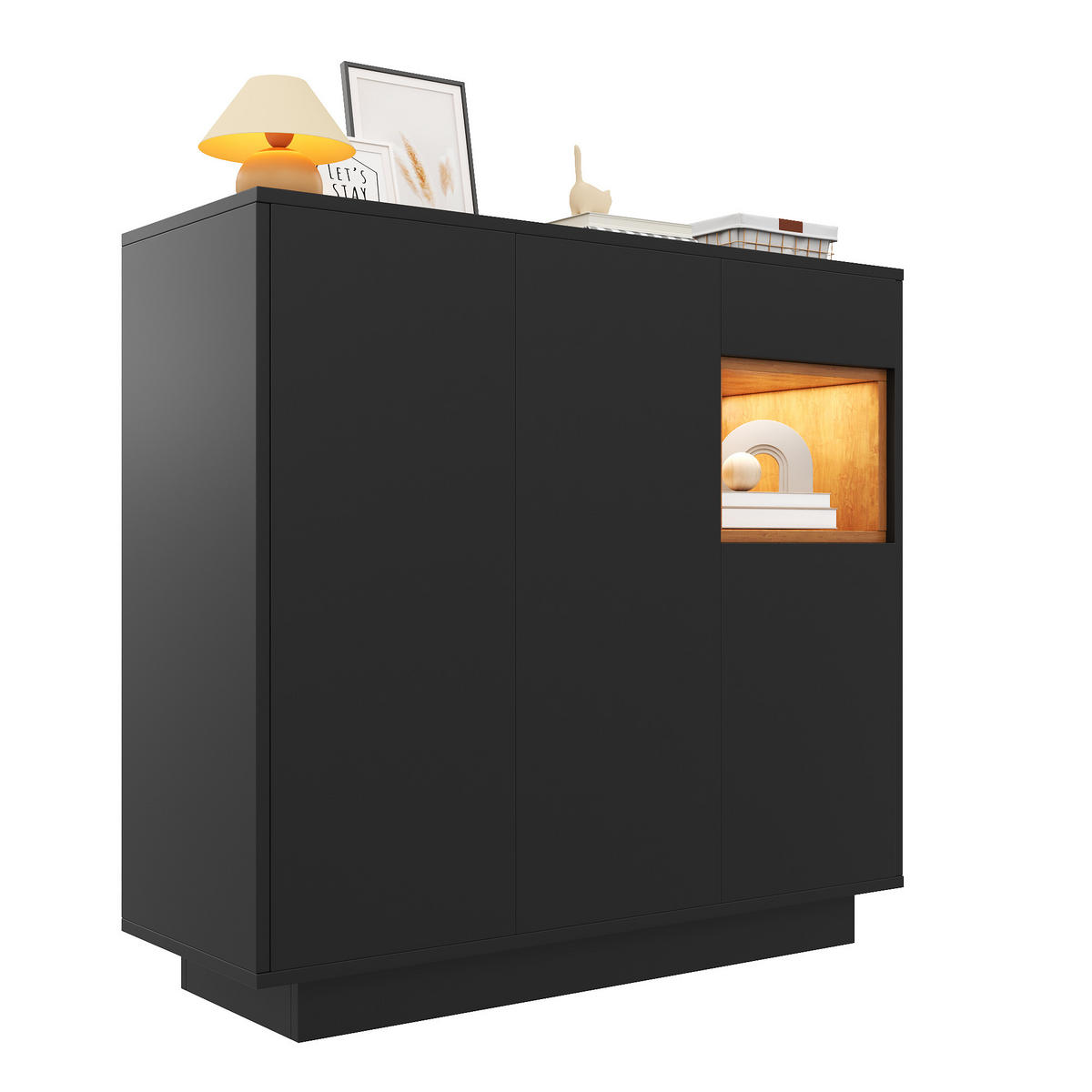 SCHUHSCHRANK 1 Schublade Schwarz Holz Verstellbare Böden - Schwarz, Holzwerkstoff (39.5/100.5/105cm) - FLIEKS