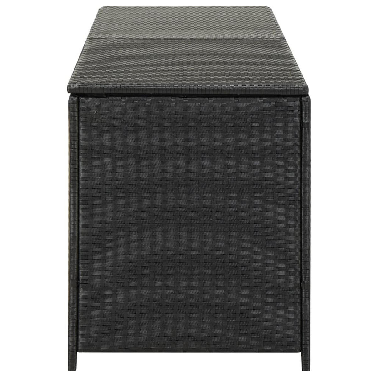 GARTENBOX Poly Rattan 200x50x60 cm Schwarz - Schwarz, Holz (200/60/50cm) - furnicato