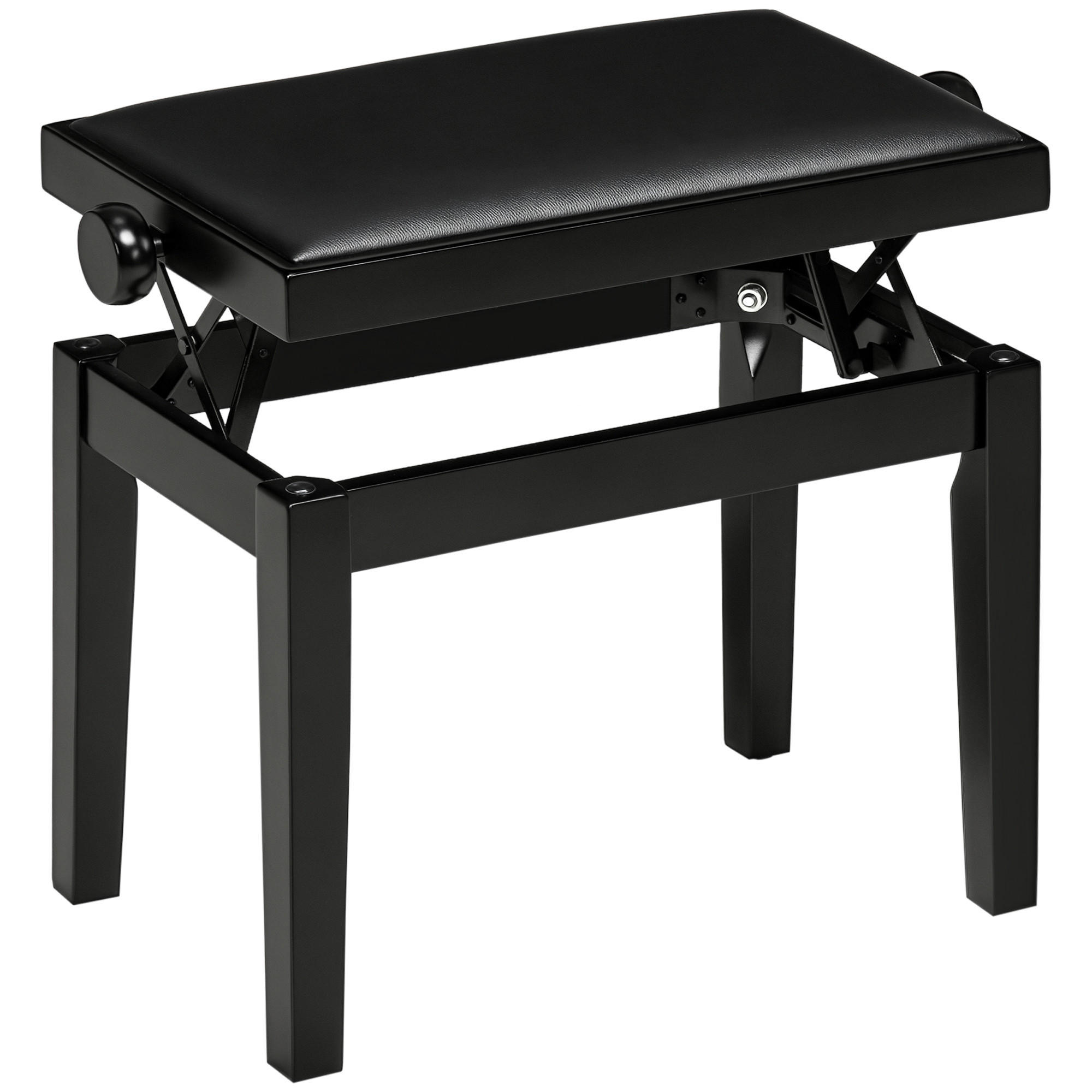 KLAVIERBANK DE-07236 höhenverstellbar mit Hochglanz und Kunstleder Schwarz - Schwarz, Holz (33/56/63cm) - ComfortXL
