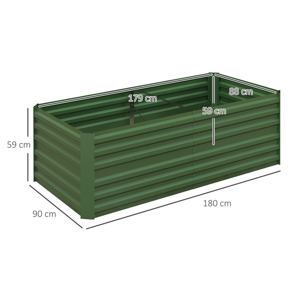 HOCHBEET steckbar Balkon - Grün, Metall (90/59/180cm) - Outsunny