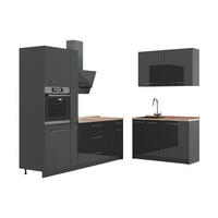 KUHINJA Fame-Line, Antracit visokog sjaja/Antracit, 220 x 120 cm, RP Hrast - crna visoki sjaj/antracit, drvni materijal (220/206.8/60cm) - Vicco