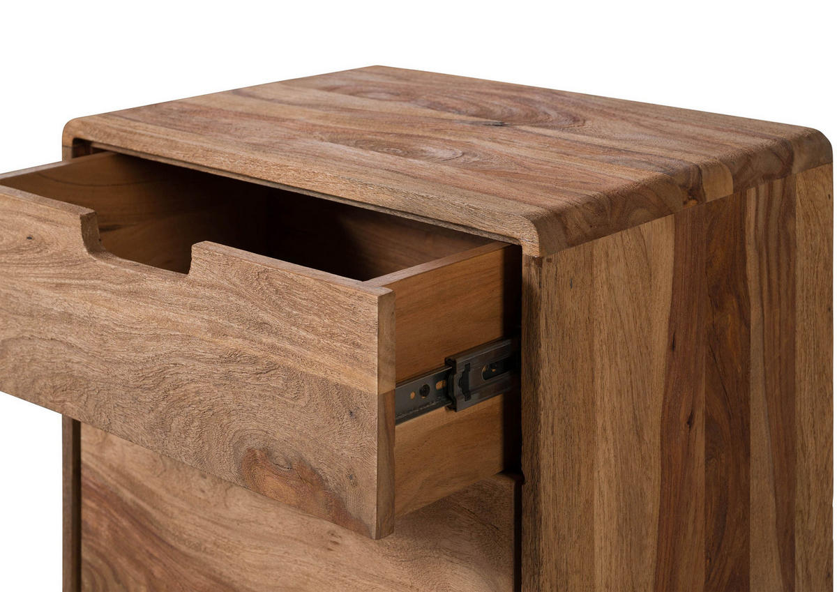 KOMMODE Sheesham 50x35x90 natur sandgestrahlt MALMÖ 2 #270 - Braun, Holz (50/90/35cm) - Massivmoebel24